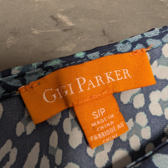 Parker Blue and White Leaf Print Blouse - Picture 3 of 5